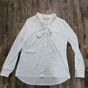 Molly Bracken White Tie Blouse Neck Tie Small